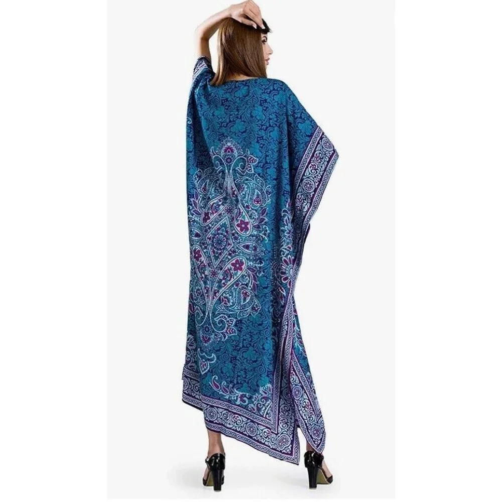 Gypsie Blu Mumu Dress Women‎ One Size Kimono Long Maxi Kaftan Beach Coverup New